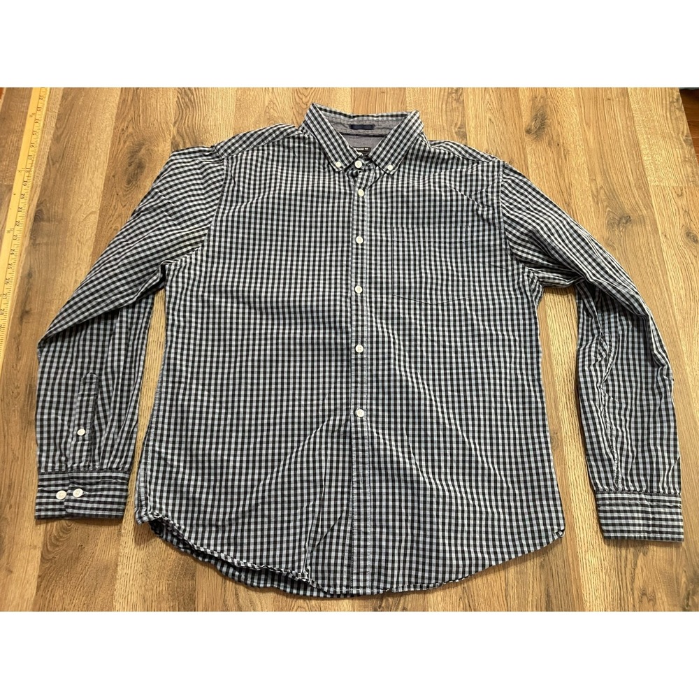 A&I Shirt, Men's XL, Blue Black, Checkered, Button Down Long Sleeve, Modern Fit